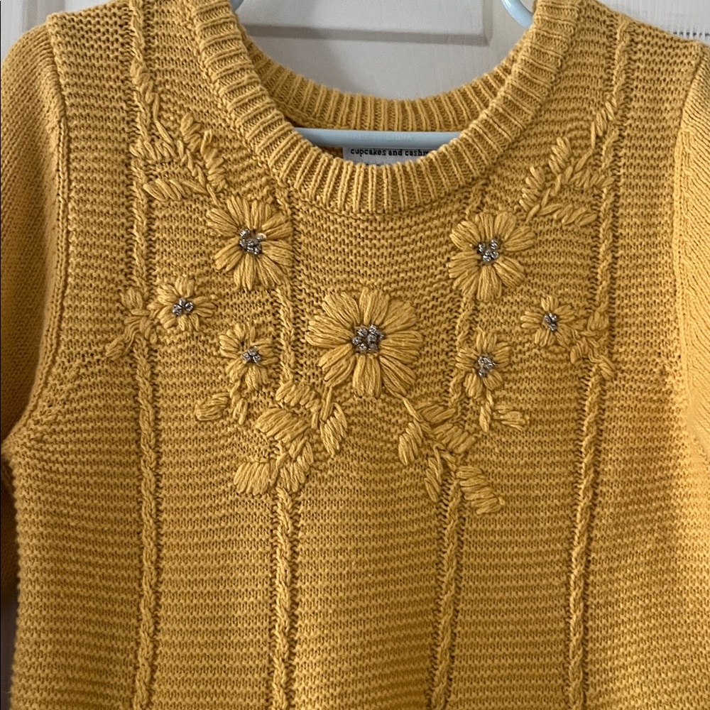 Mustard yellow girls sweater dress - Picture 2 of 4